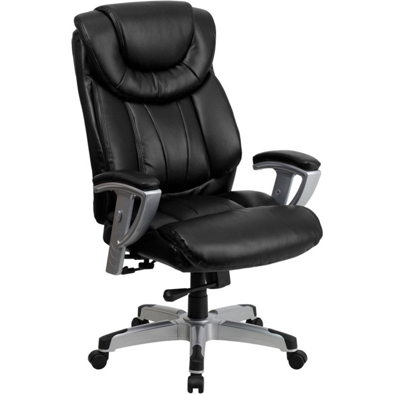 Flash Furniture GO-1534-BK-LEA-GG Hercules Series Black Leather Executive Swivel Office Chair With Adjustable Arms