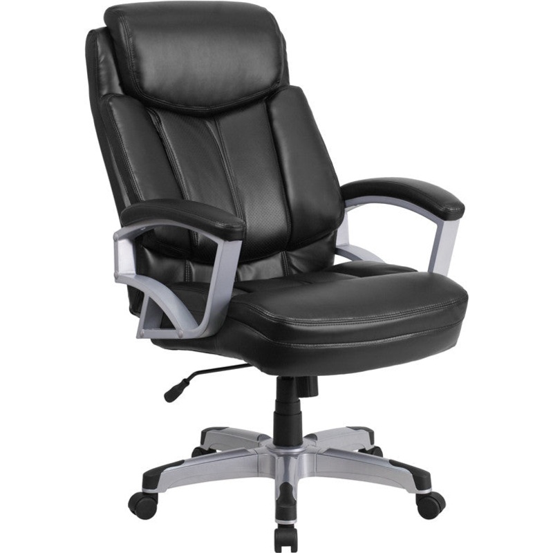 Flash Furniture GO-1850-1-LEA-GG Hercules Series Black Leather Executive Swivel Office Chair with Arms