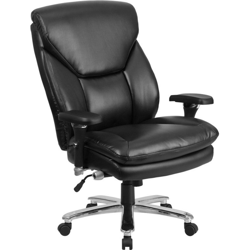 Flash Furniture GO-2085-LEA-GG Hercules Series, Black Leather Executive Swivel Chair With Lumbar Knob