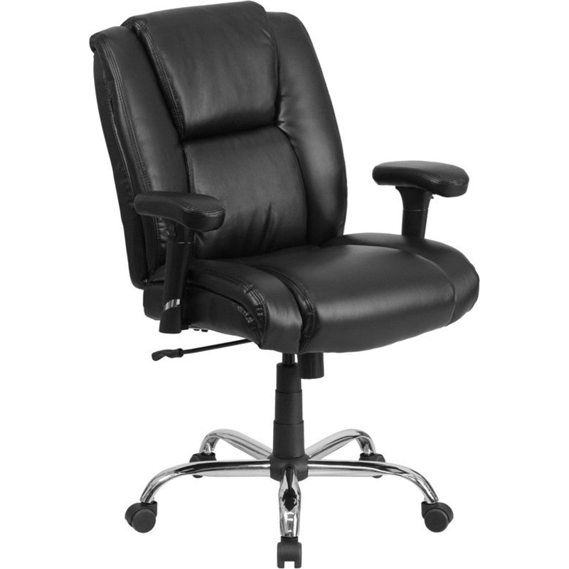 Flash Furniture GO-2132-LEA-GG Hercules Series, Black Leather Swivel Task Chair With Height Adjustable Arms