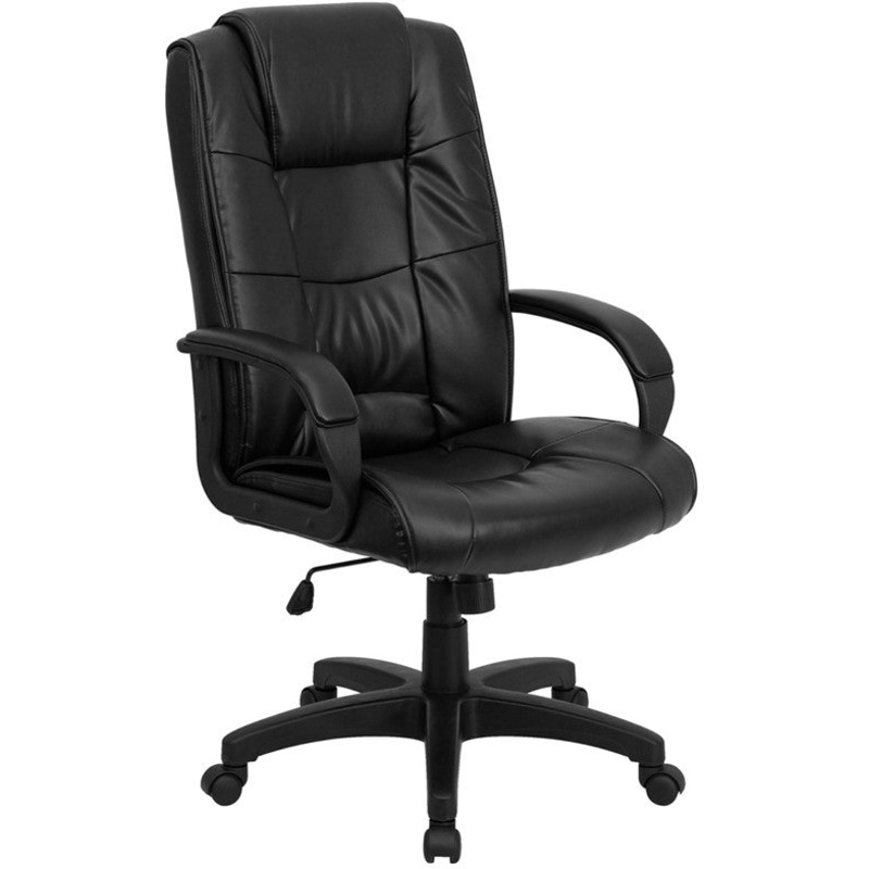 Flash Furniture GO-5301B-BK-LEA-GG High Back Black Leather Executive Swivel Office Chair