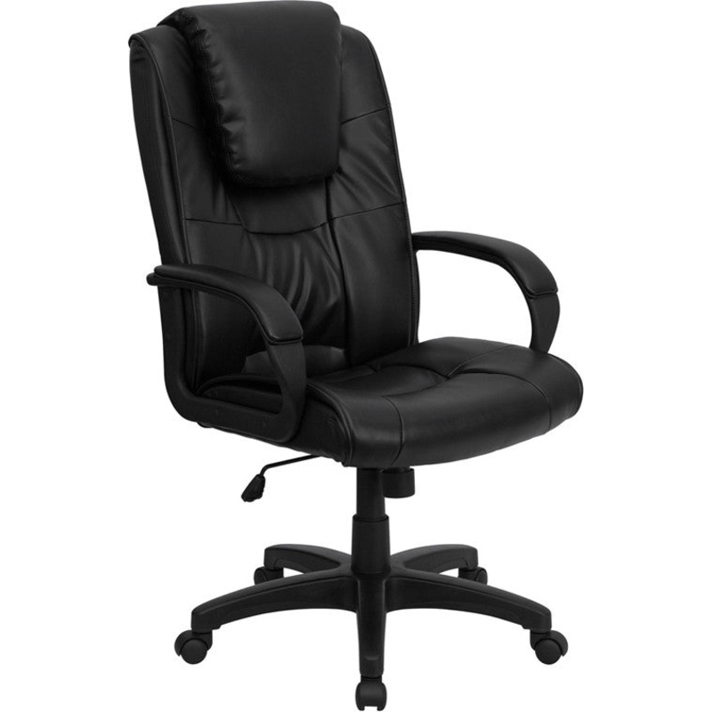 Flash Furniture GO-5301BSPEC-CH-BK-LEA-GG High Back Black Leather Executive Swivel Office Chair