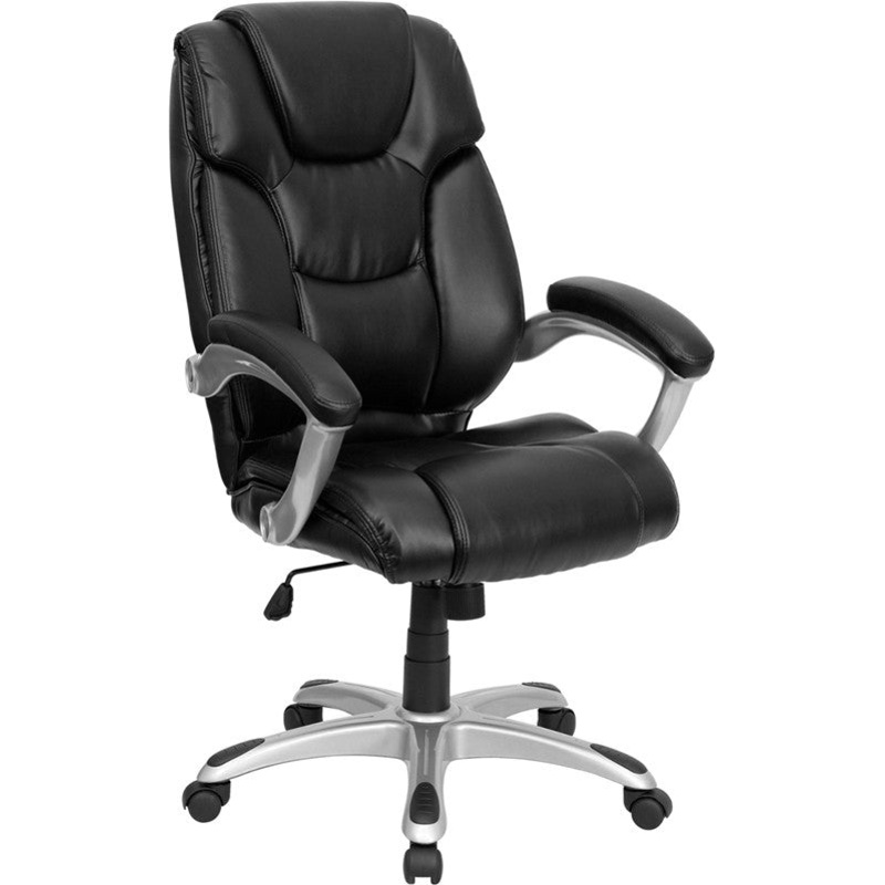 Flash Furniture GO-931H-BK-GG High Back Black Leather Executive Swivel Office Chair