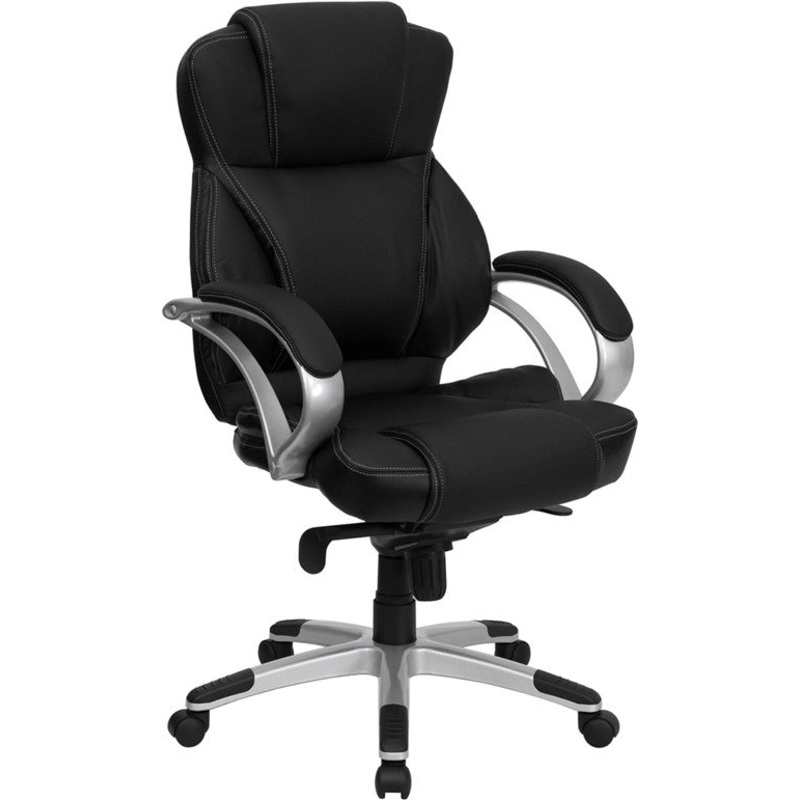 Flash Furniture H-9626L-2-GG High Back Black Leather Executive Swivel Office Chair