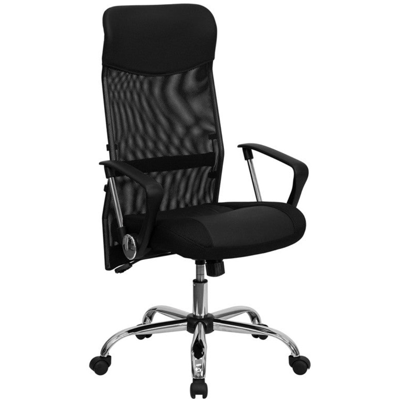 Flash Furniture High Back Black Leather And Mesh Swivel Task Chair