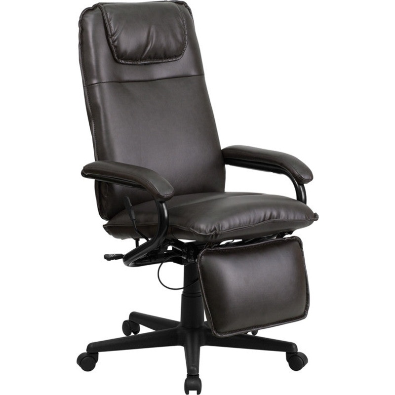 Flash Furniture High Back Brown Leather Executive Reclining Swivel Office Chair