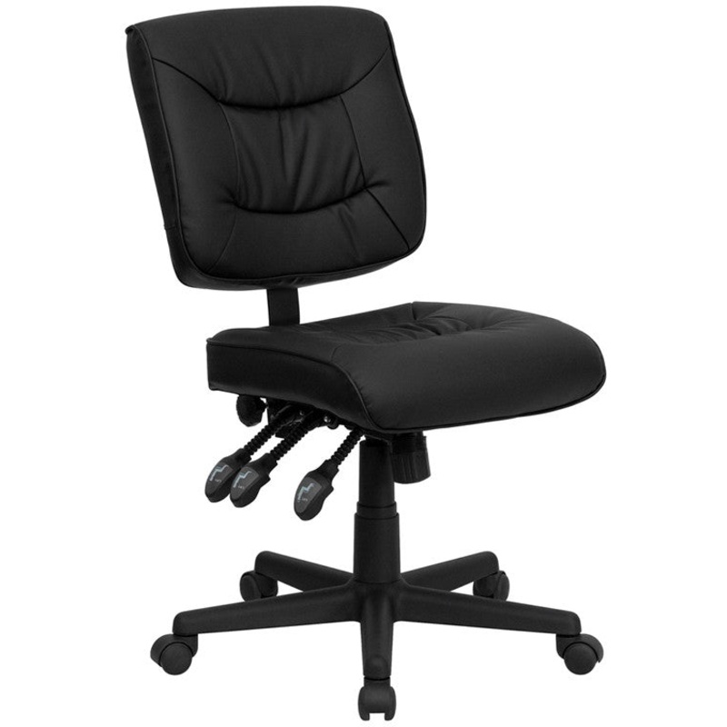 Flash Furniture Low Back Black Leather Multi-Functional Swivel Task Chair