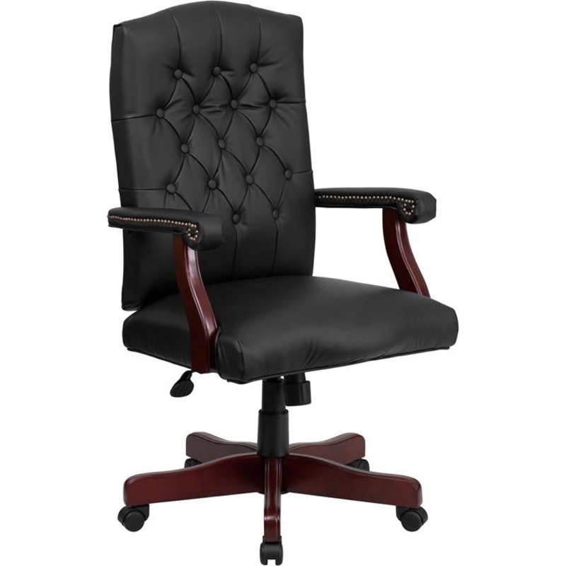 Flash Furniture Martha Washington Black Leather Executive Swivel Office Chair