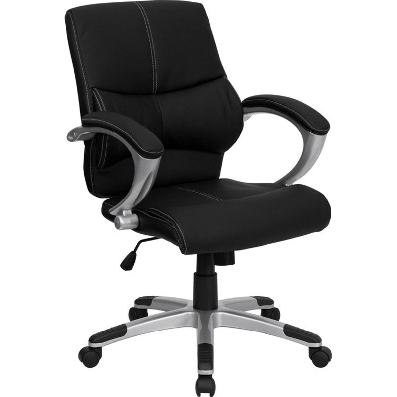 Flash Furniture Mid-Back Black Leather Contemporary Swivel Manager'S Chair