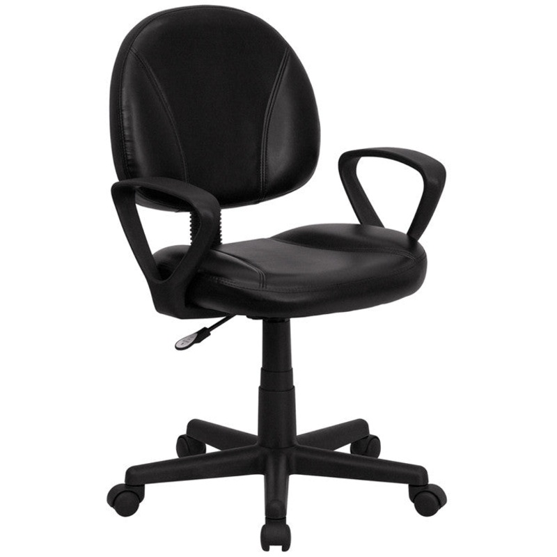 Flash Furniture Mid-Back Black Leather Ergonomic Swivel Task Chair With Arms