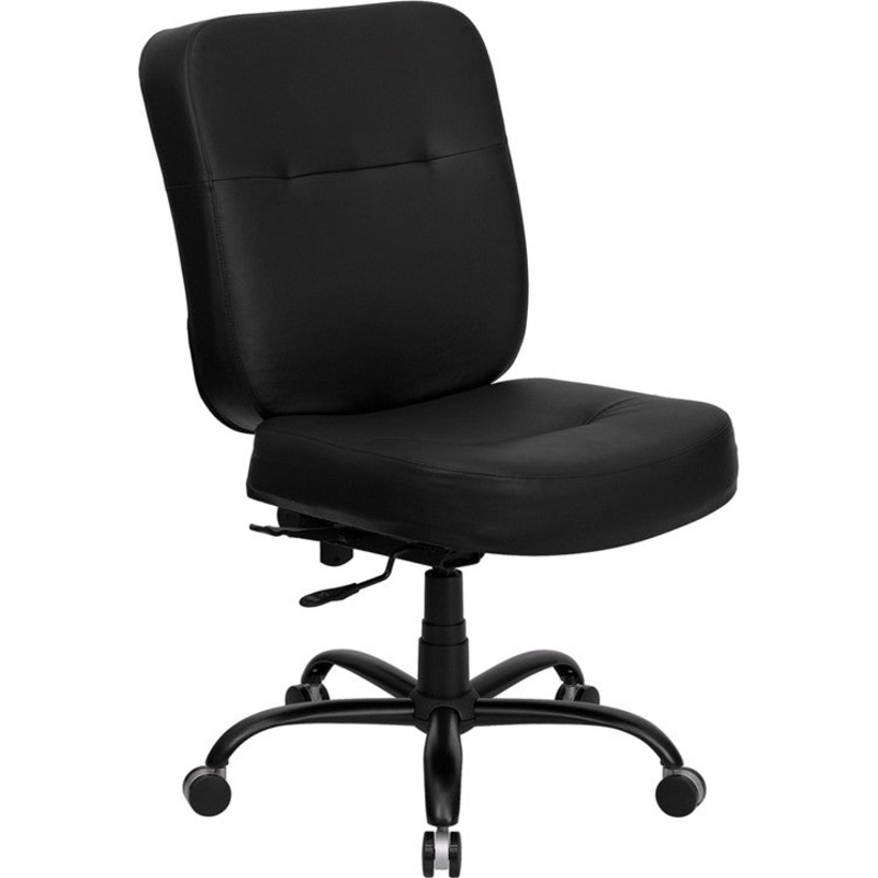 Flash Furniture WL-735SYG-BK-LEA-GG Hercules Series Black Leather Executive Swivel Office Chair With Extra Wide Seat