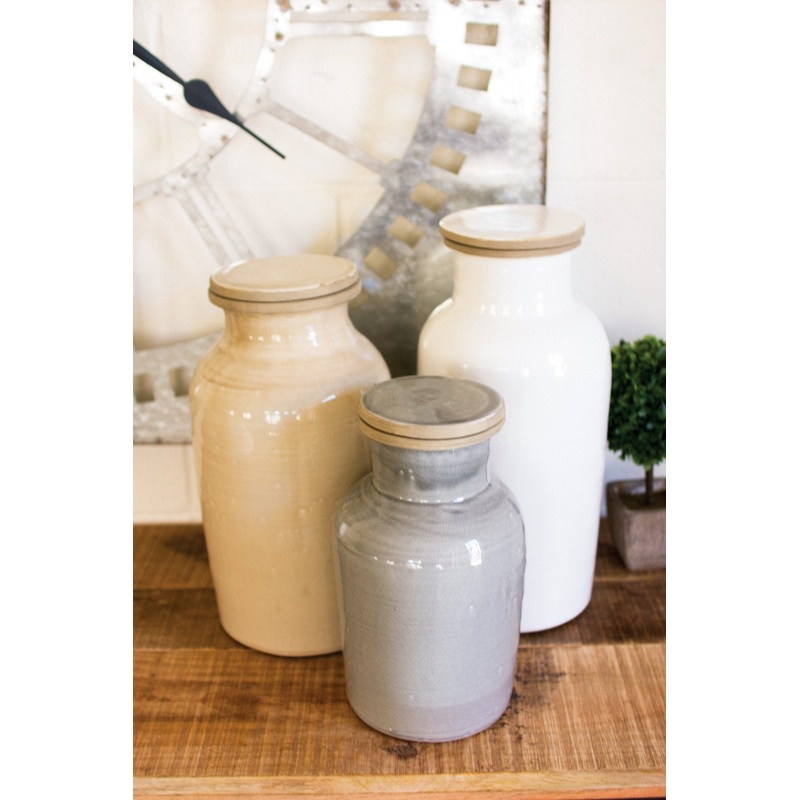 Kalalou Ceramic Canisters - Set Of 3