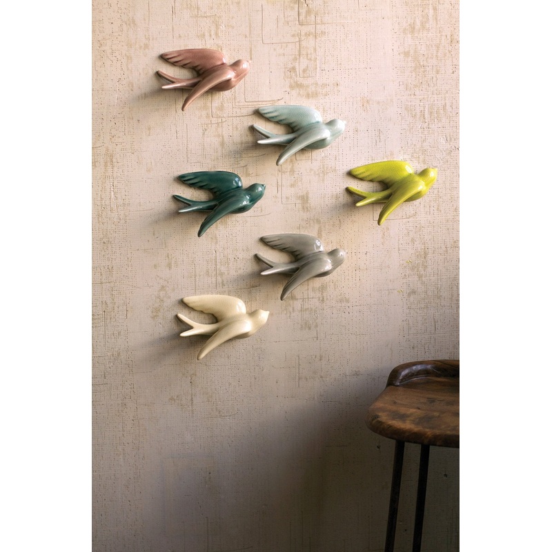 Kalalou Ceramic Swallows - Set Of 6