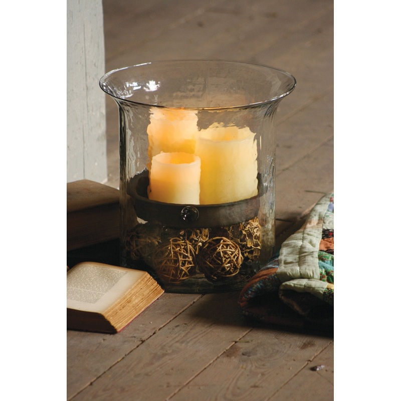 Kalalou Giant Glass Candle Cylinder With Metal Insert