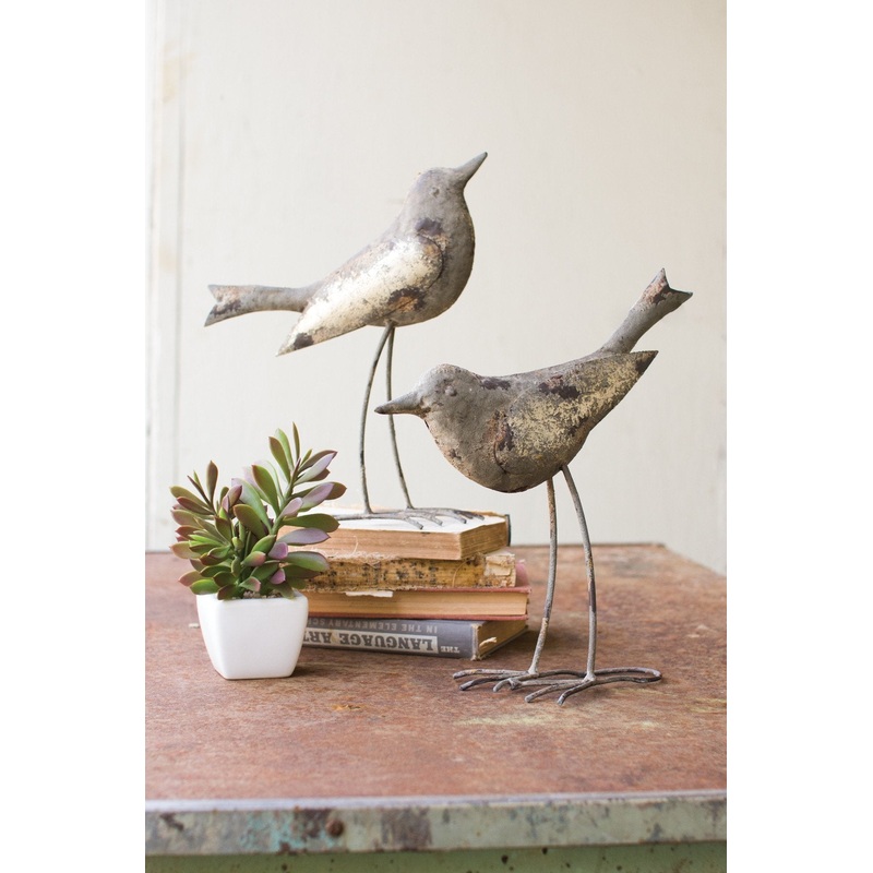 Kalalou Metal Birds - Rustic Grey - Set Of 2