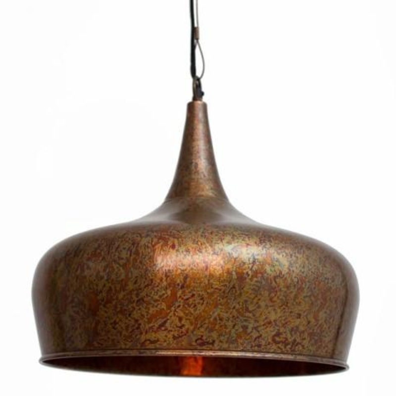 Kalalou Metal Pendant Lamp Tear Drop Shape With Antique Rust Finish