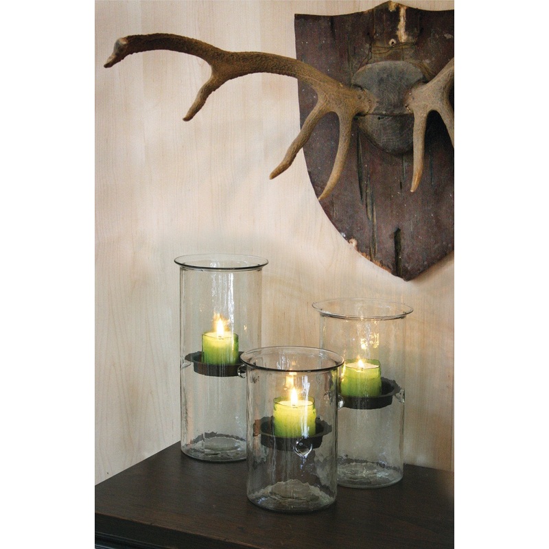 Kalalou Mini Glass Candle Cylinder With Rustic Insert