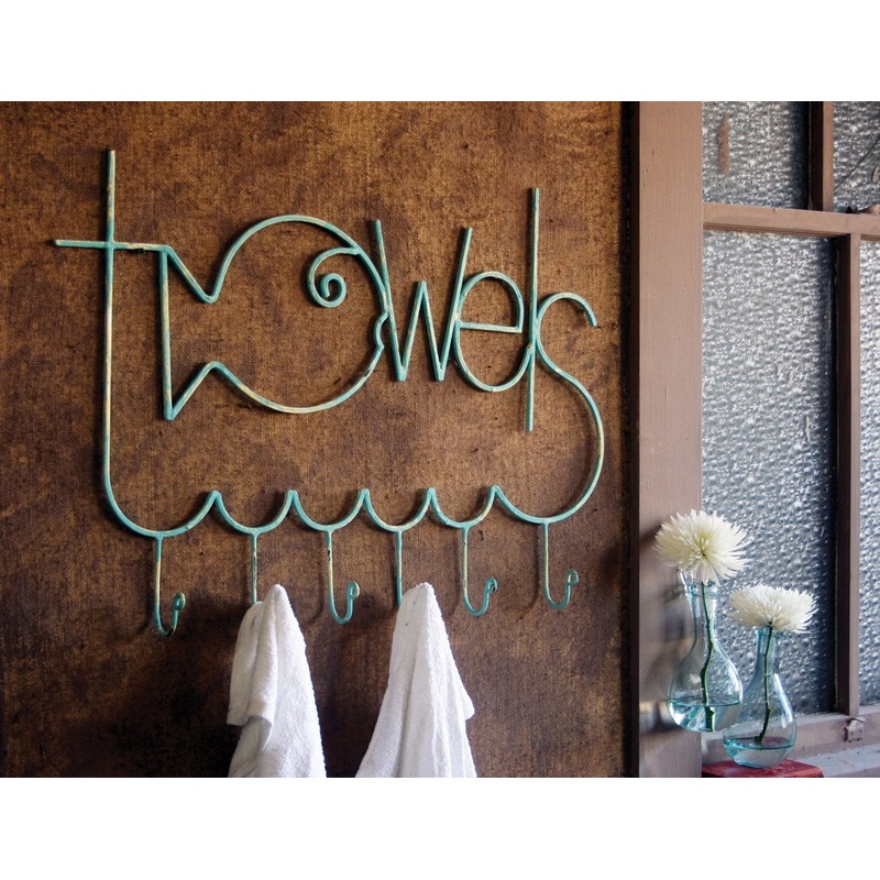 Kalalou Turquoise Metal Fish Shaped Towel Rack