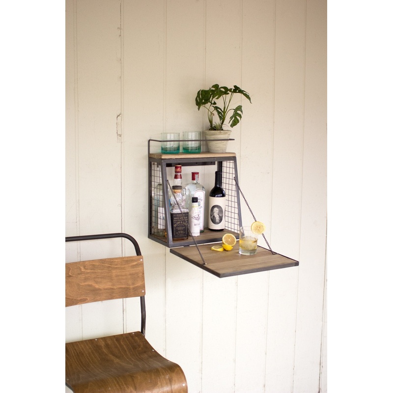 Kalalou Wall Bar With Fold Down Shelf
