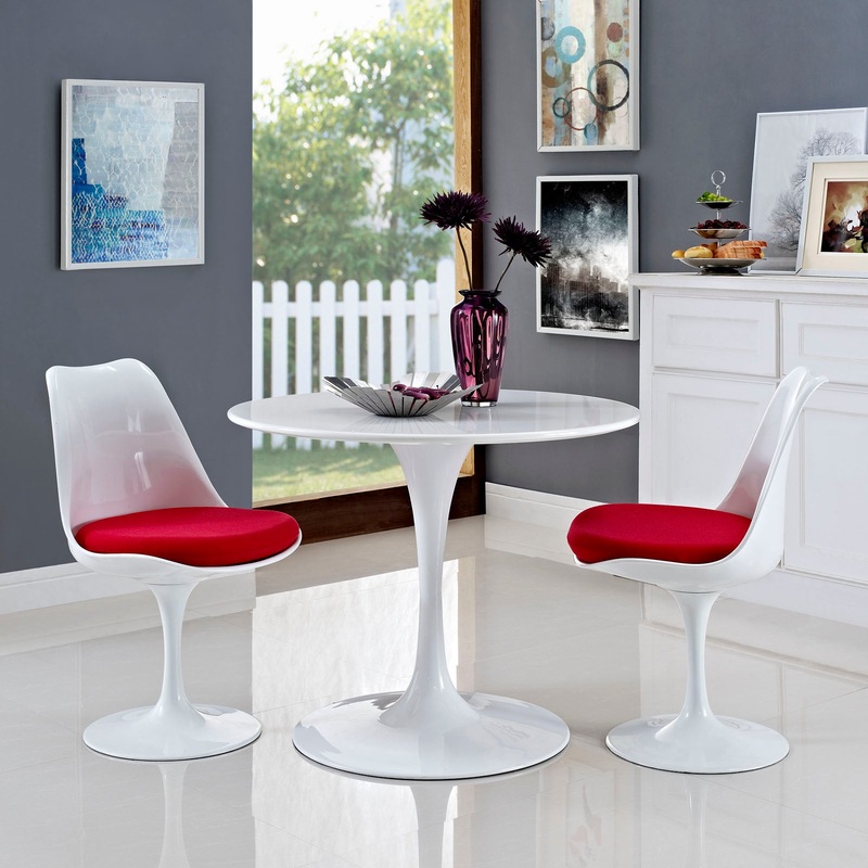 Modway Lippa 36" Round Wood Top Dining Table in White - EEI-1116