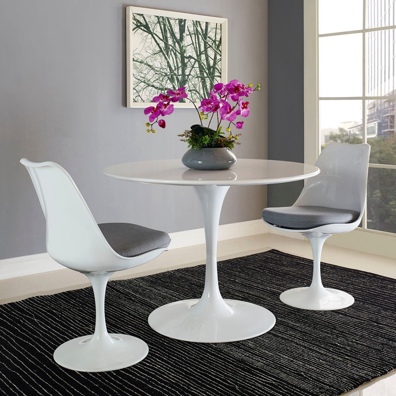 Modway Lippa 40" Round Wood Top Dining Table in White - EEI-1117