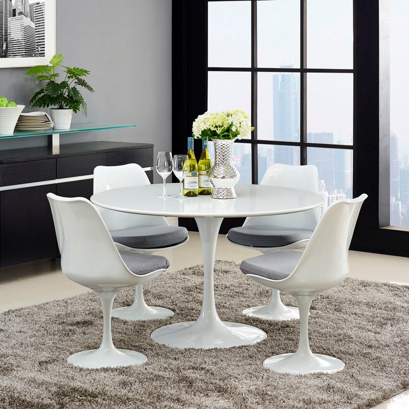 Modway Lippa 47" Round Wood Top Dining Table in White - EEI-1118
