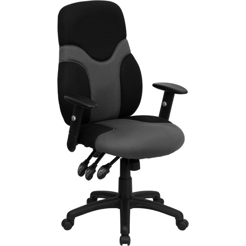 Flash Furniture High Back Ergonomic Black And Gray Mesh Swivel Task Chair With Height Adjustable Arms