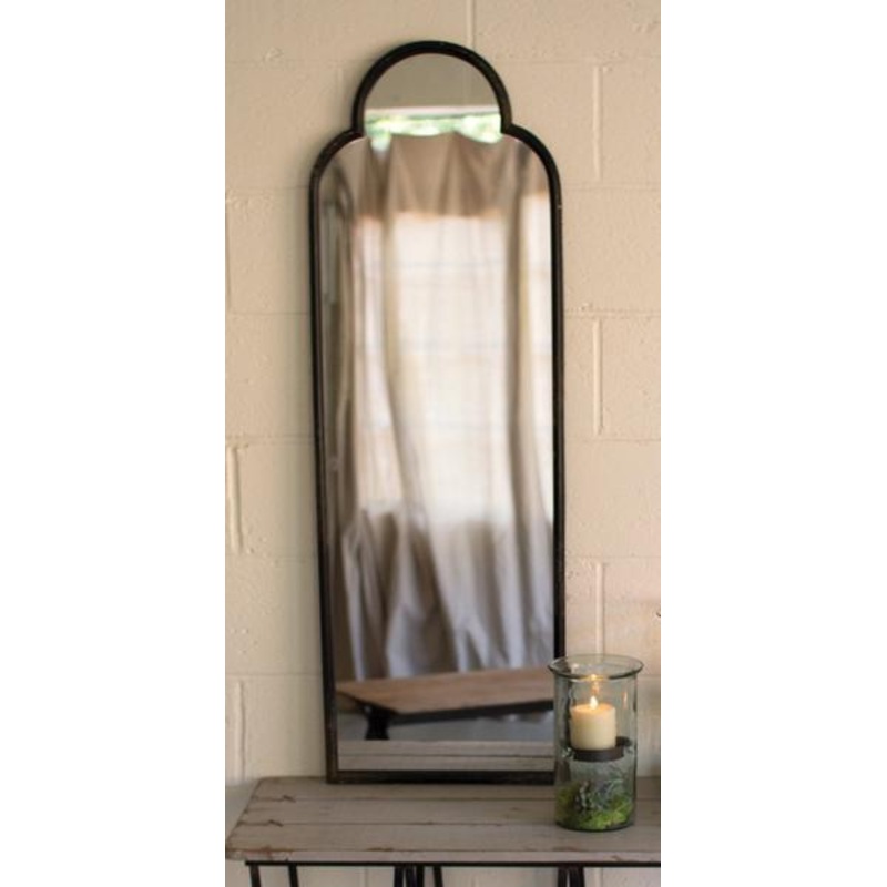 Kalalou Antique Black Iron Mirror With Arched Top