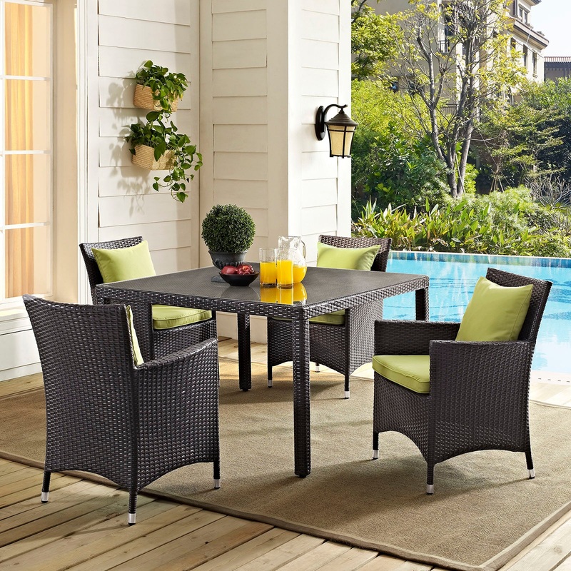 Modway Convene 47" Square Outdoor Patio Glass Top Dining Table - Espresso - EEI-1914