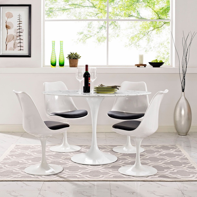 Modway Lippa 48" Oval Artificial Marble Dining Table in White - EEI-2021