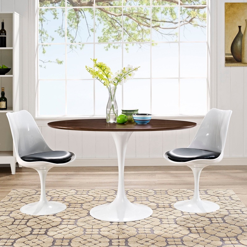 Modway Lippa 48" Oval Walnut Top Dining Table in Walnut - EEI-2019