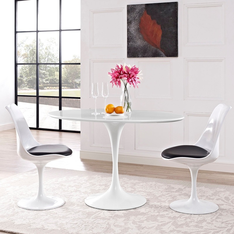 Modway Lippa 48" Oval Wood Top Dining Table in White - EEI-2017