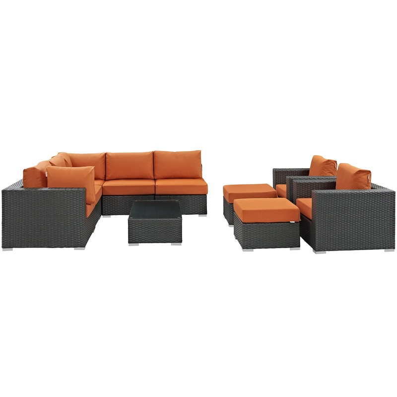 Modway Sojourn 10 Piece Outdoor Patio Sectional Set - EEI-1888