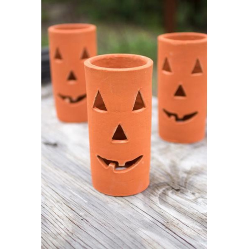 Kalalou Clay Jack-O-Lantern - Set Of 6
