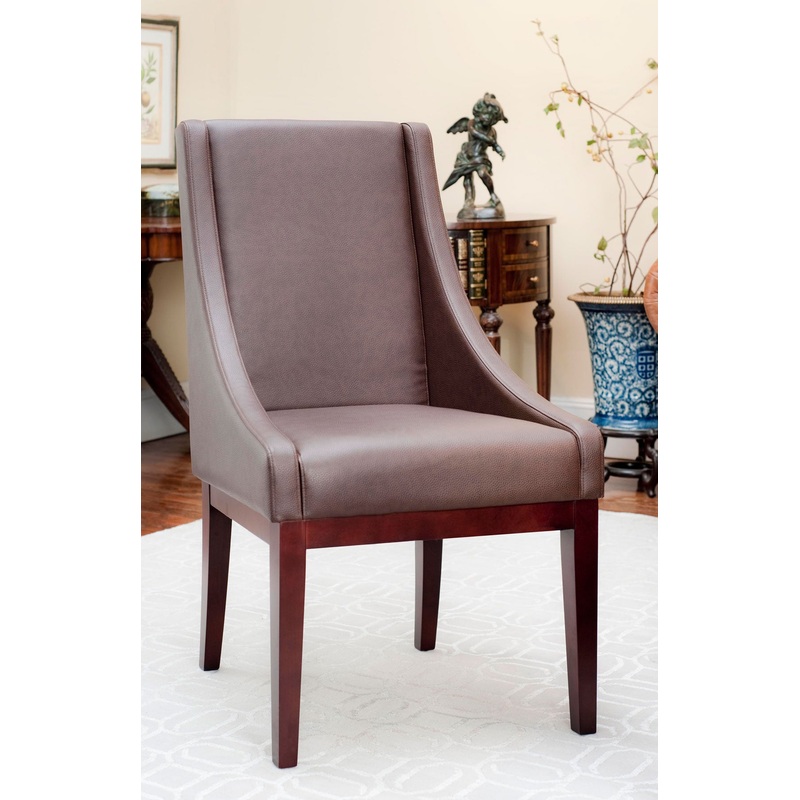 Safavieh Brown Leather Sloping Armchair