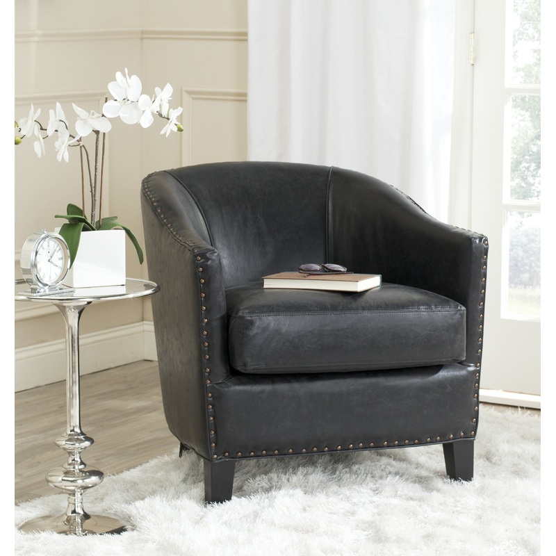 Safavieh Evander Club Chair - Brass Nail Heads