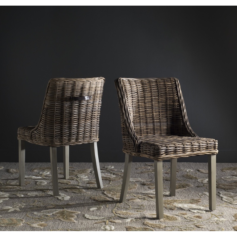 Safavieh Caprice Wicker Dining Chair With Leather Handle
