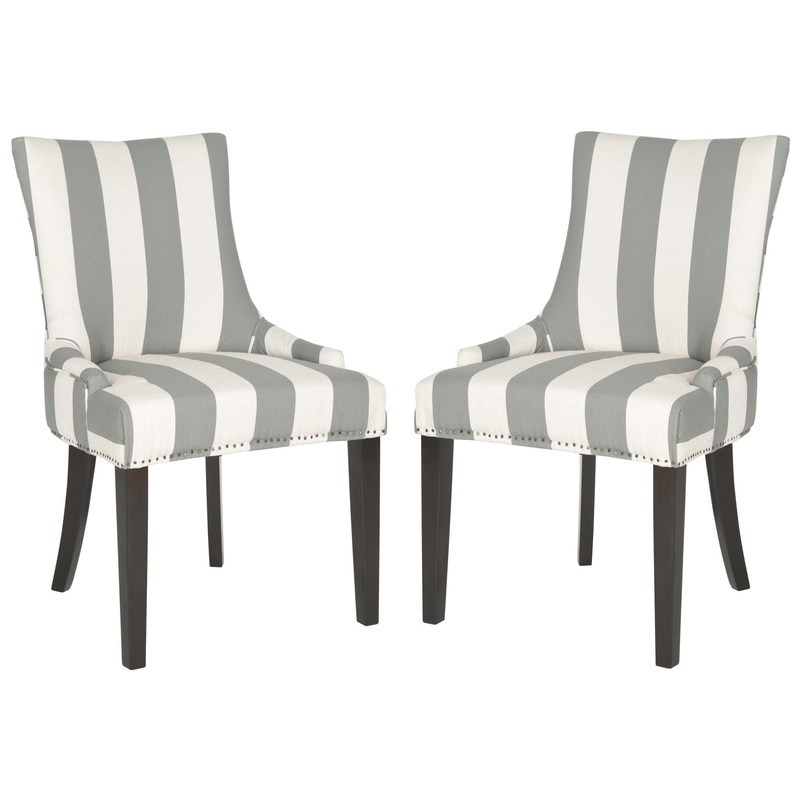 Safavieh Lester Awning Stripes Dining Chair Flat Nail Heads - Set Of 2