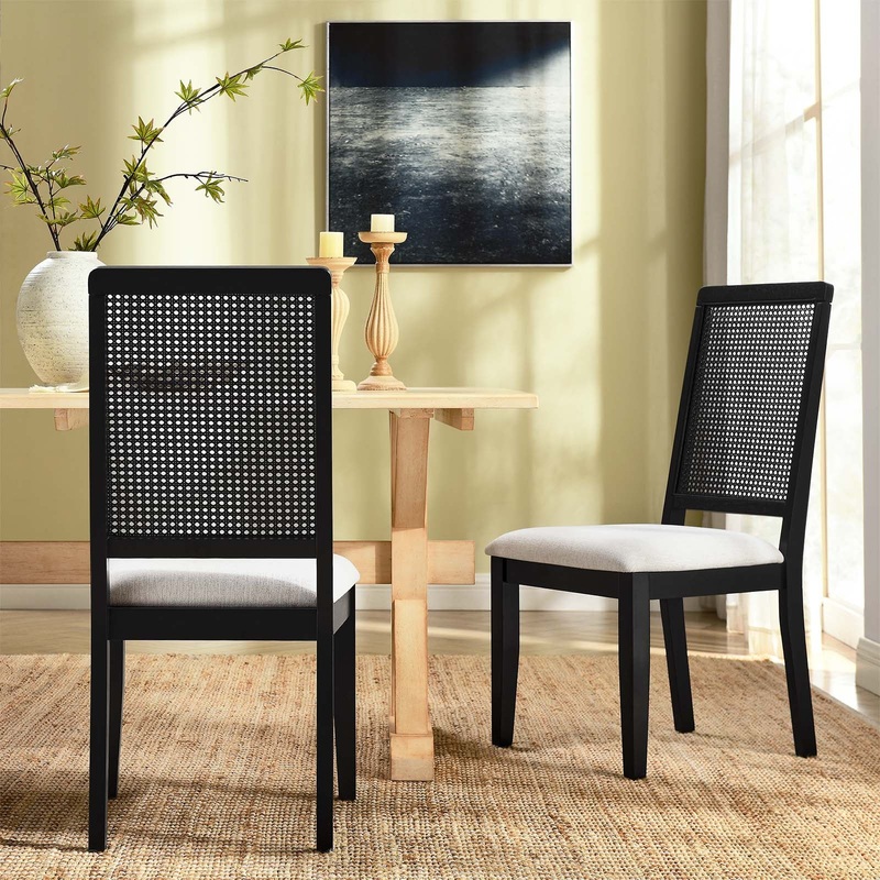 Arlo Faux Rattan and Wood Dining Side Chairs - Set of 2 By Modway - EEI-6803