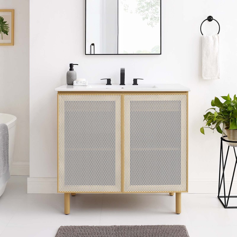Calla 36" Perforated Metal Bathroom Vanity By Modway - EEI-6678