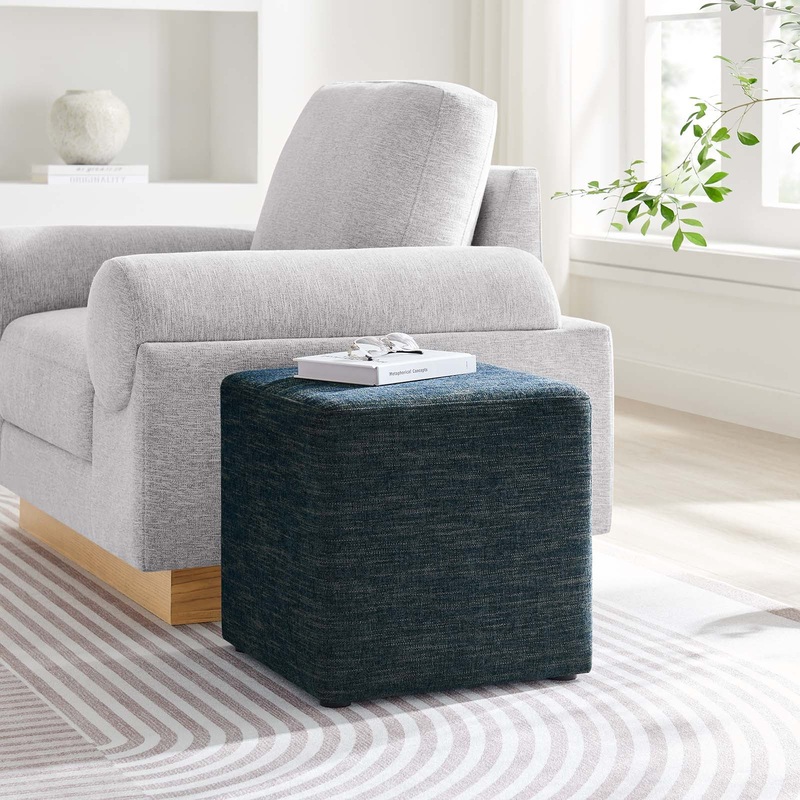 Callum 17" Square Woven Heathered Fabric Upholstered Ottoman By Modway - EEI-6636