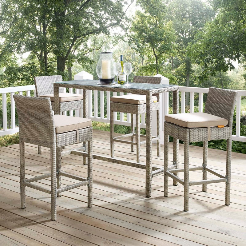 Conduit 5 Piece Outdoor Patio Wicker Rattan Set By Modway - EEI-3722