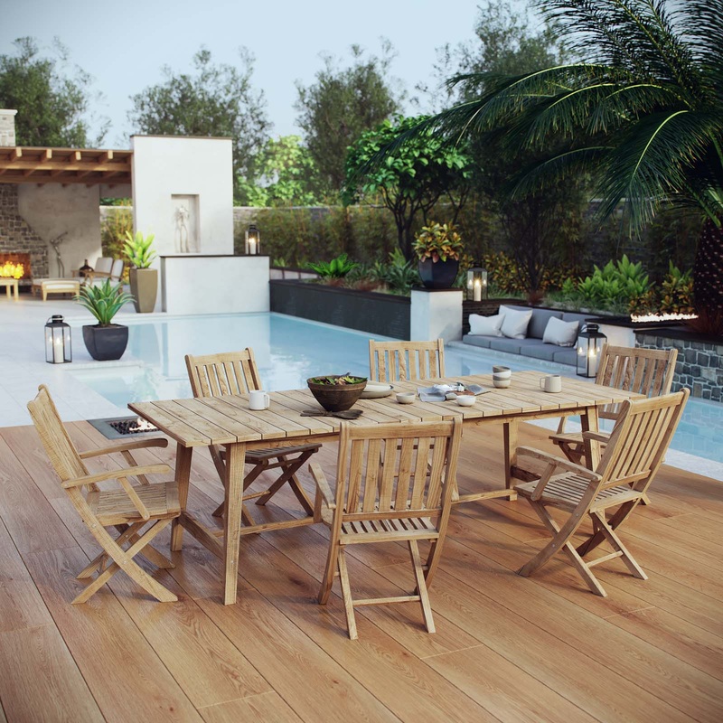 Marina 7 Piece Outdoor Patio Teak Dining Set By Modway - EEI-3310