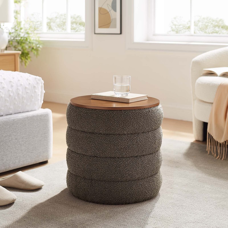Mezzo Round Boucle Fabric Storage Ottoman By Modway - EEI-6685