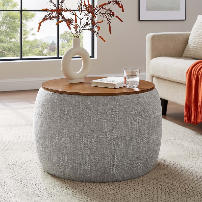 Perla Woven Heathered Fabric Upholstered Storage Ottoman By Modway - EEI-6688