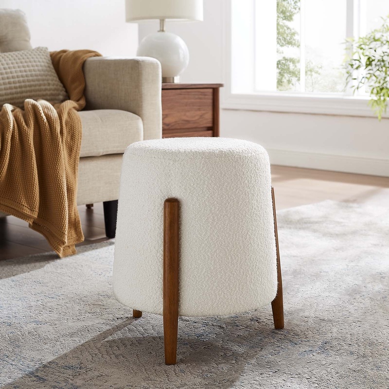 Riven Upholstered Boucle Fabric Ottoman By Modway - EEI-6686