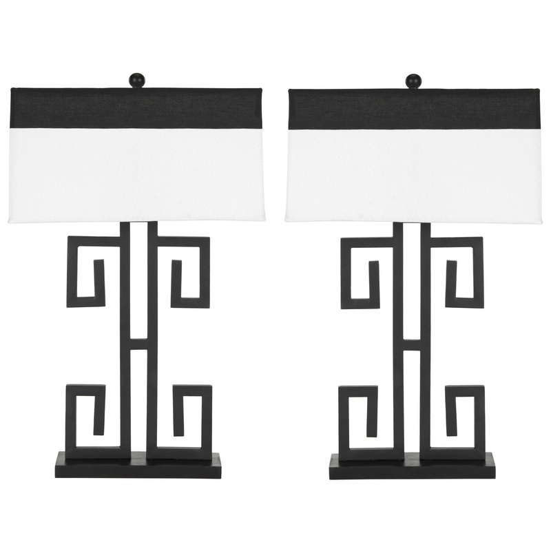 Safavieh Greek Key Table Lamp - Black/White