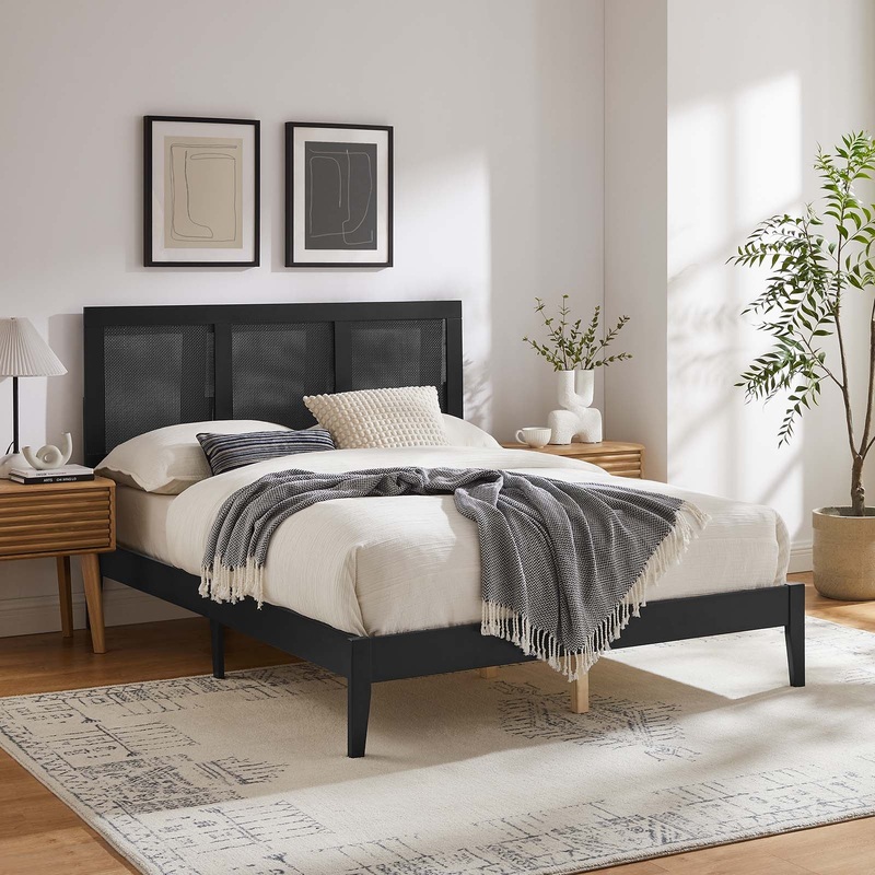 Sirocco Rattan and Wood Full Platform Bed By Modway - MOD-7153