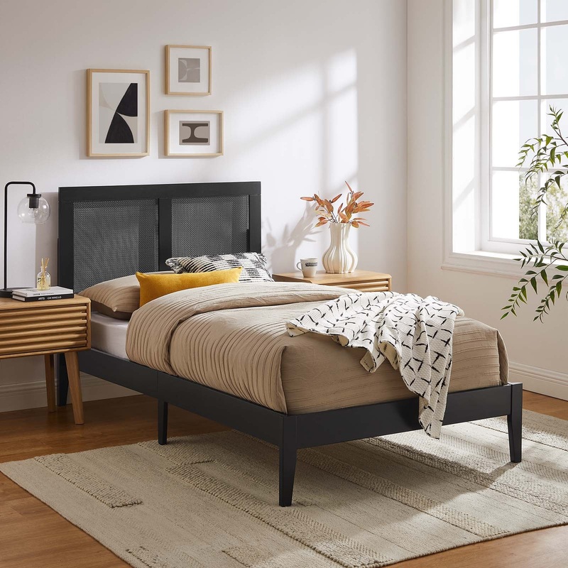 Sirocco Rattan and Wood Twin Platform Bed By Modway - MOD-7152