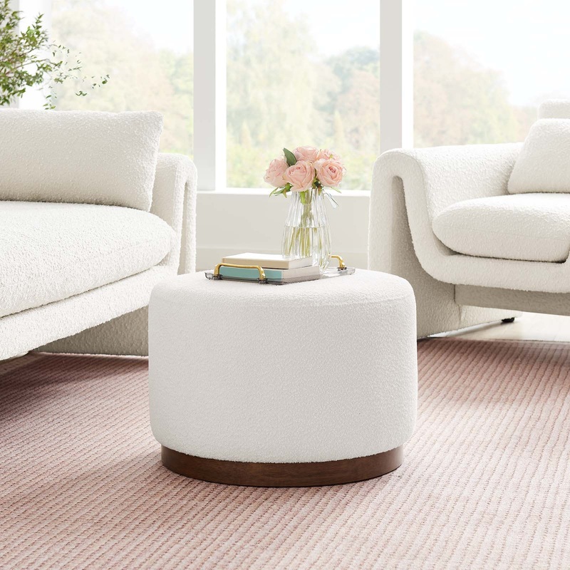 Tilden Large 23" Round Boucle Upholstered Upholstered Ottoman By Modway - EEI-6683